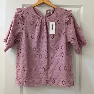 Gorgeous Lilac Eyelet Blouse! NWT SIZE MEDIUM